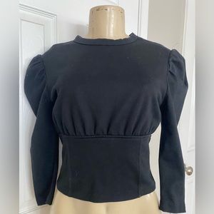 Zara W&B Collection Black Top Size S Back Lace Up Detail